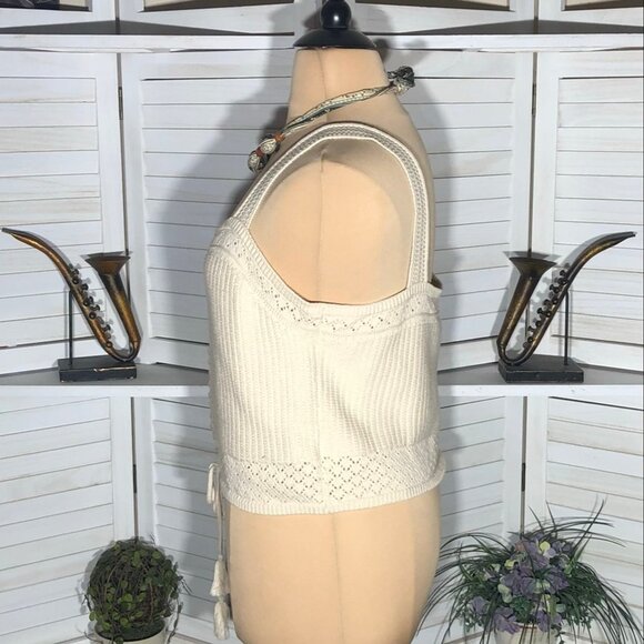 Ryegrass Cream Crochet Knit Crop Tank Top XXL - Picture 3 of 10